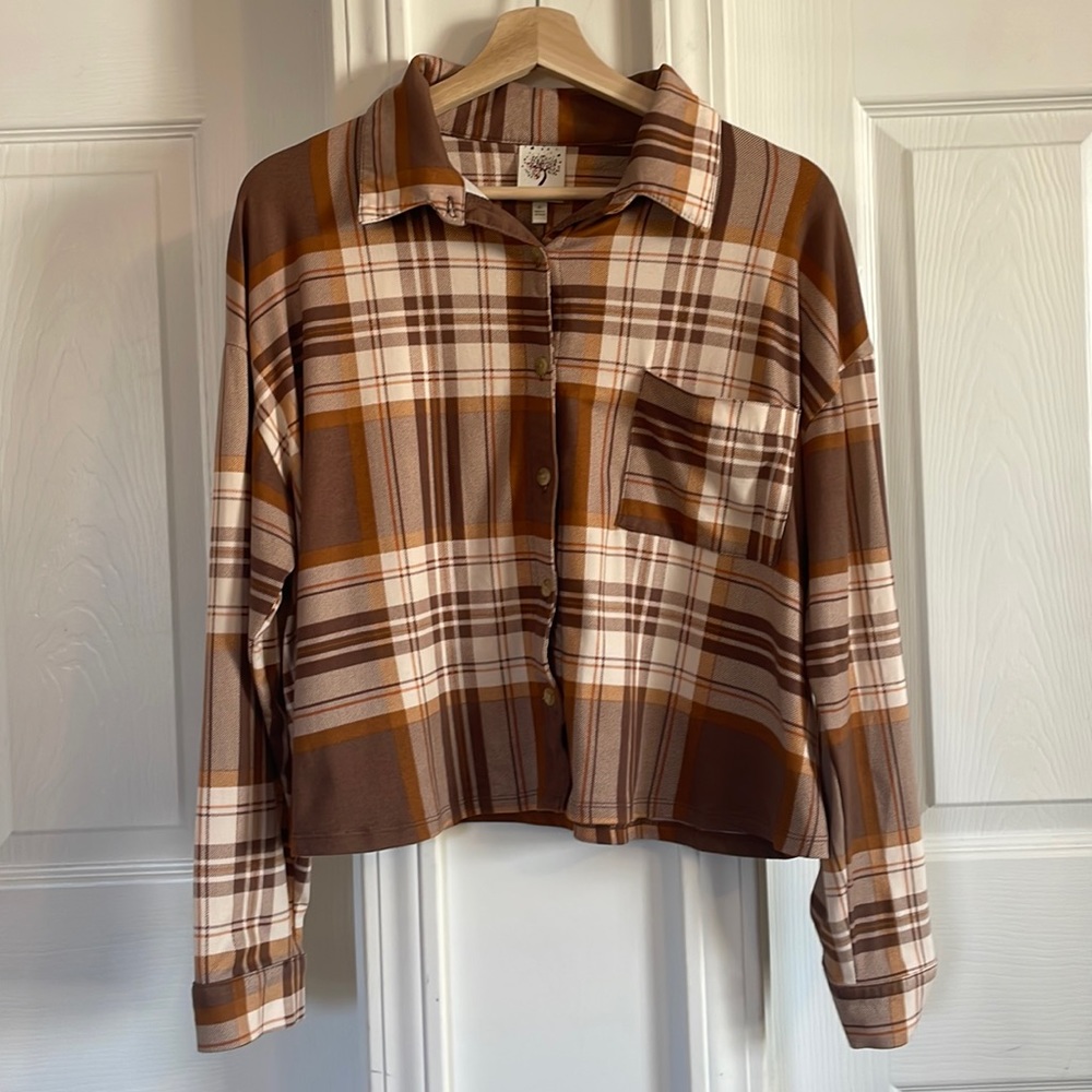 Self Esteem Brown Cozy Flannel Button Down